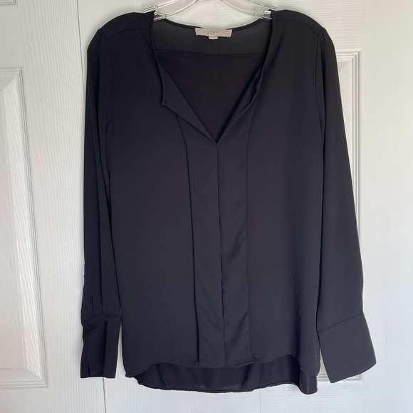 LOFT Women Black Long Sleeve Blouse Small - Picture 1 of 15
